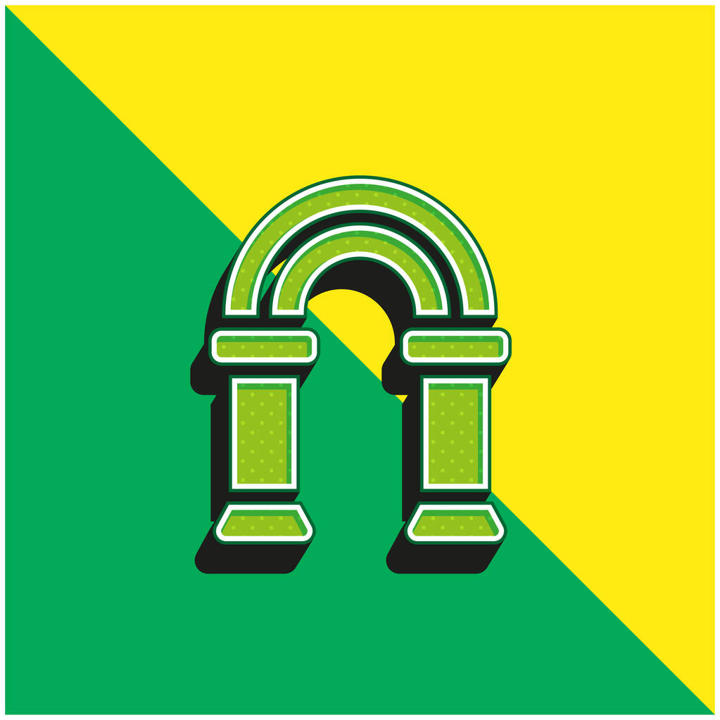 アーチグリーンと黄色の現代的な3Dベクトルアイコンのロゴ - ベクター画像