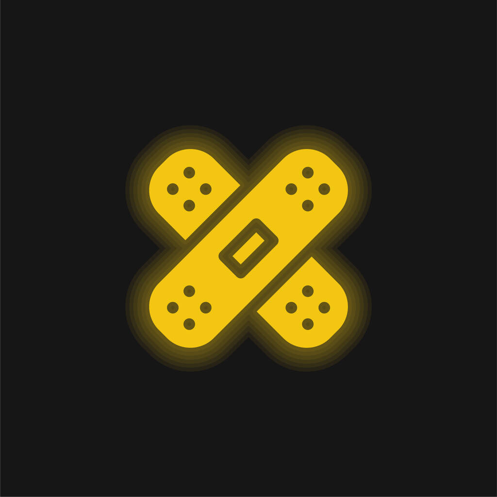 Band Aid жовта сяюча неонова піктограма
 - Вектор, зображення