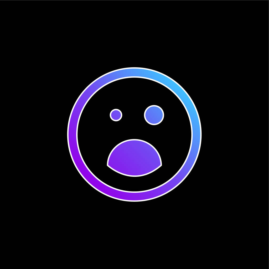 Μαύρο μάτι και ανοιγμένο στόμα Emoticon πλατεία πρόσωπο μπλε κλίση διάνυσμα εικονίδιο - Διάνυσμα, εικόνα
