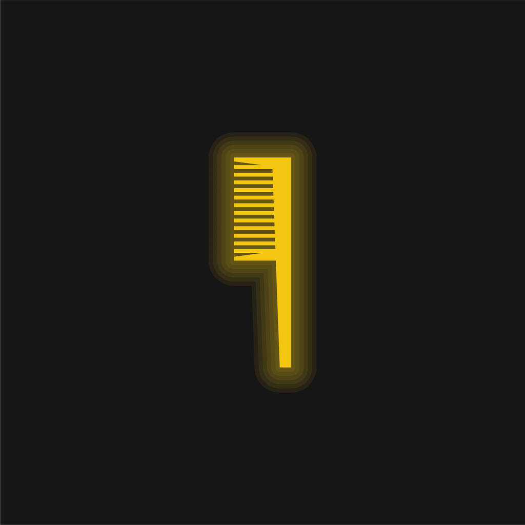 Bathroom Brush Cleaning Tool yellow glowing neon icon - Vector, Image