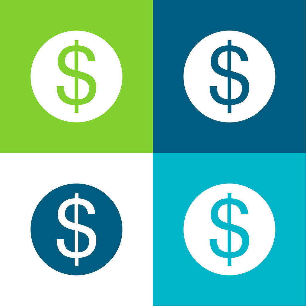 Big Dollar Moeda Plano quatro cores conjunto de ícones mínimos - Vetor, Imagem