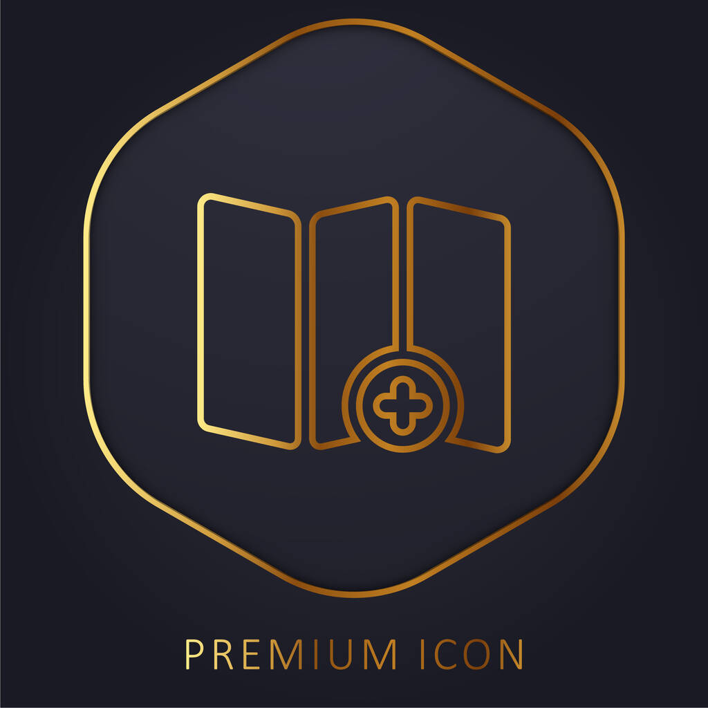 Προσθήκη στο χάρτη χρυσό λογότυπο ή εικονίδιο premium γραμμή - Διάνυσμα, εικόνα