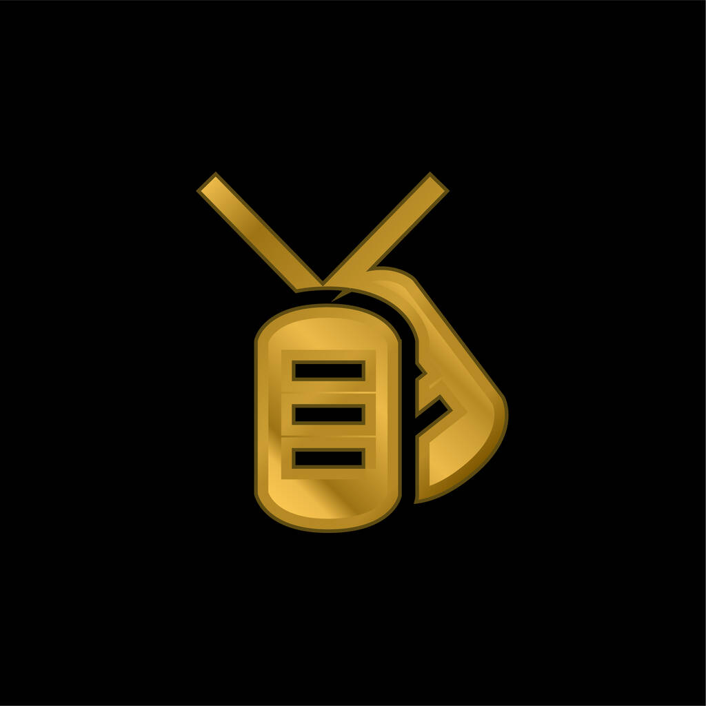 Etiqueta de perro del ejército chapado en oro icono metálico o logo vector - Vector, Imagen