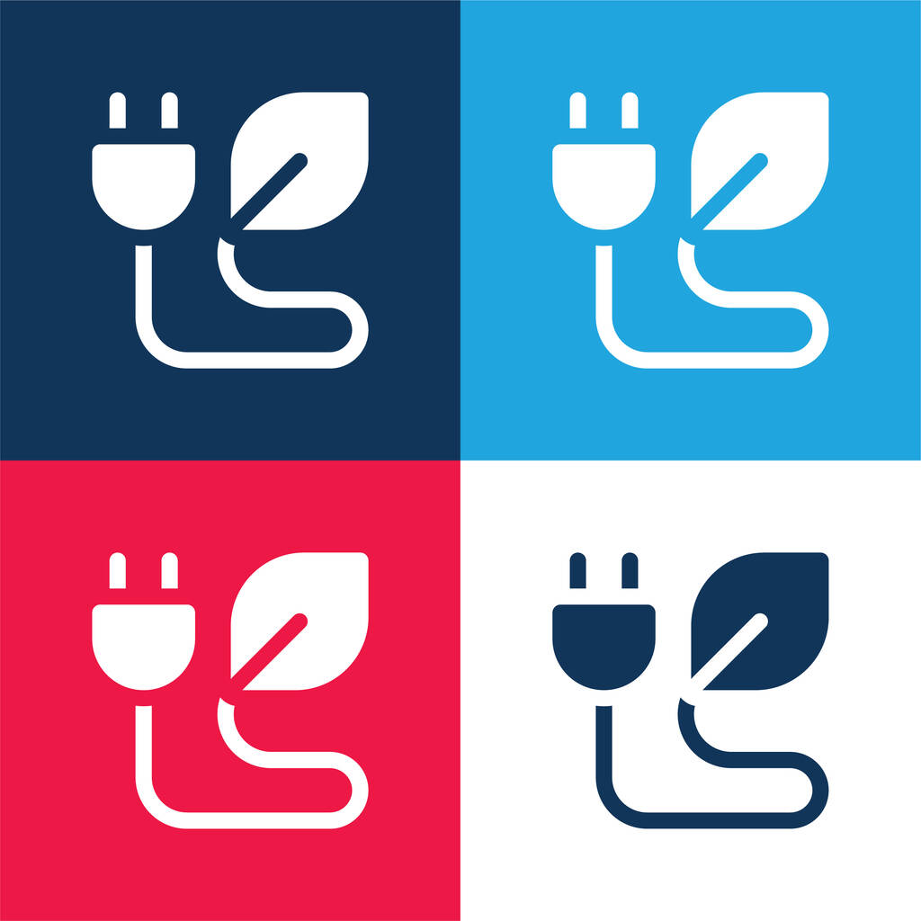 Bio Energy blue and red four color minimal icon set - Vector, Image