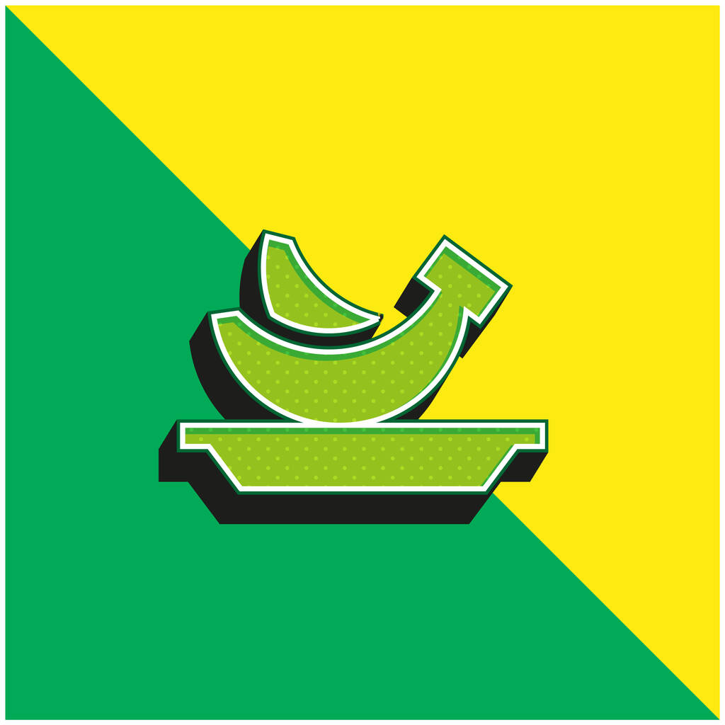 Banaan Groen en geel modern 3D vector icoon logo - Vector, afbeelding