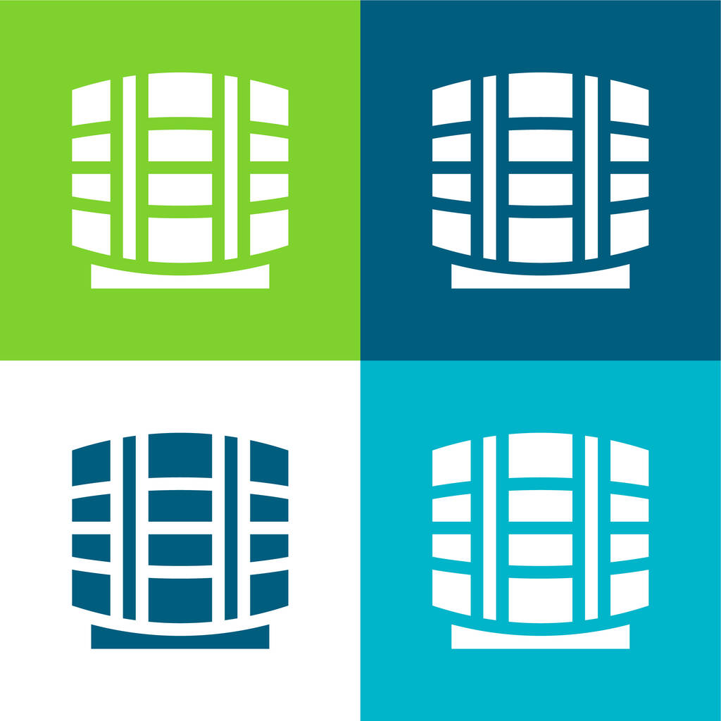Sörhordó Lapos négy szín minimális ikon készlet - Vektor, kép