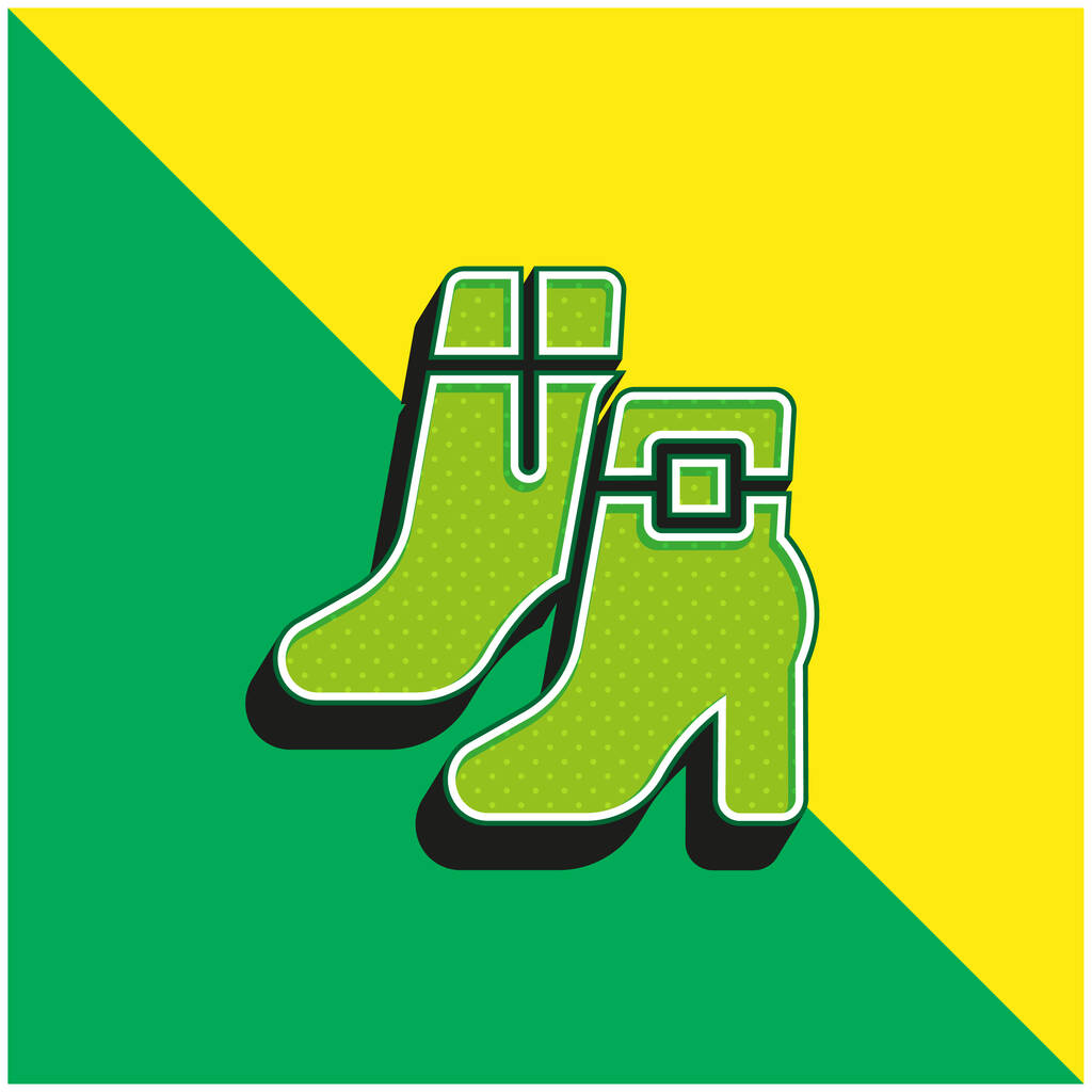 Botas Verde e amarelo moderno logotipo vetor 3d ícone - Vetor, Imagem