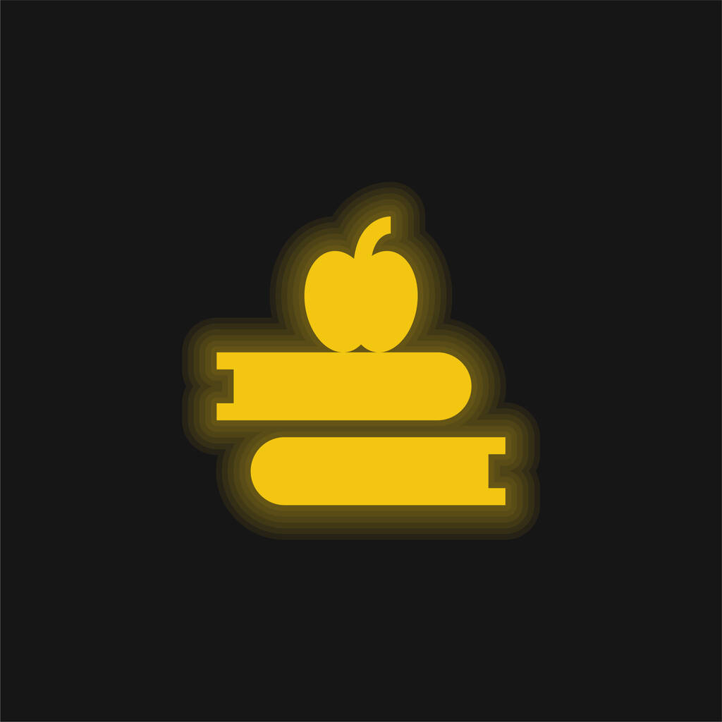 Boeken geel gloeiende neon pictogram - Vector, afbeelding