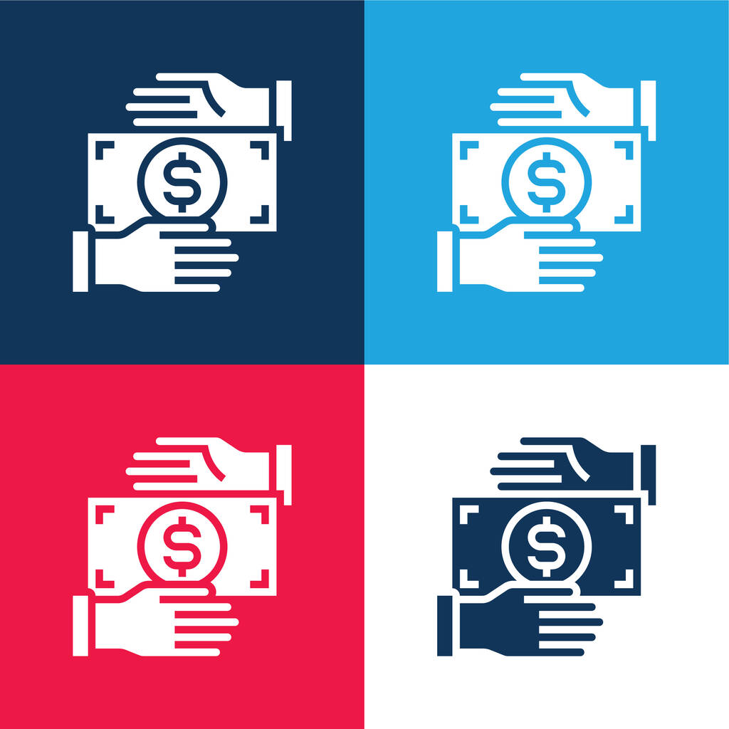 Bribery blue and red four color minimal icon set - Vector, Image