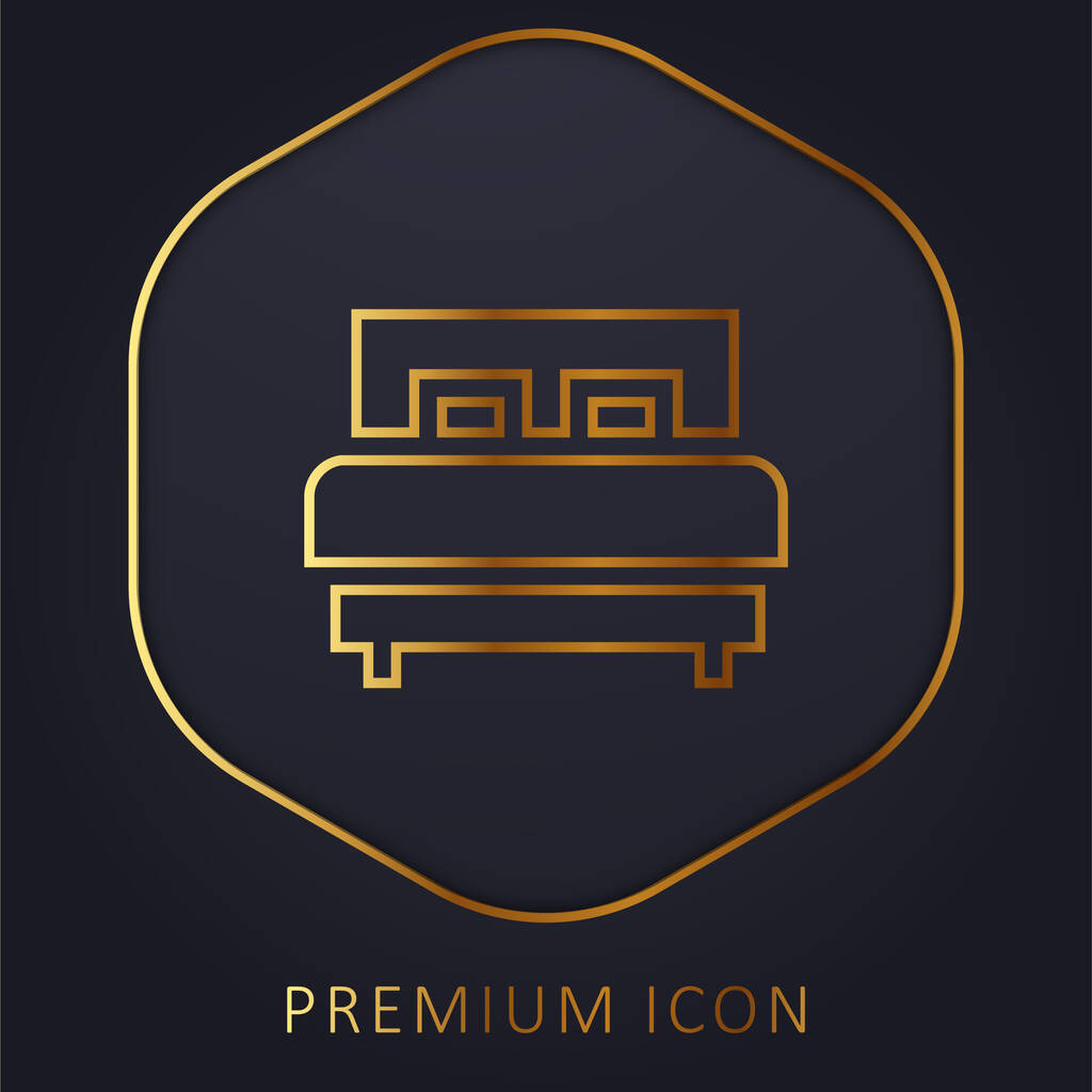 Bed golden line premium logo or icon - Vector, Image