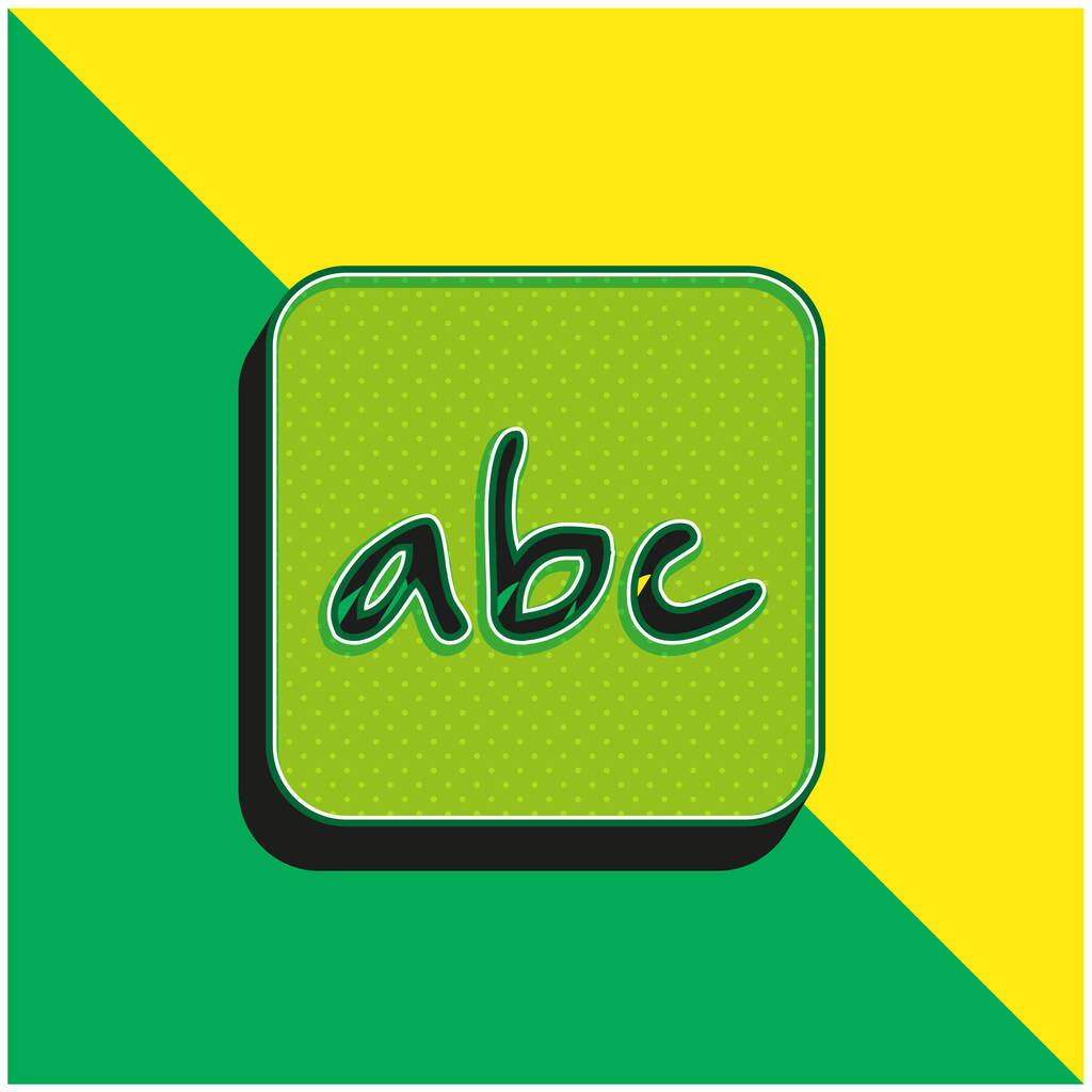 Alfabeto letras símbolo em arredondado quadrado verde e amarelo moderno logotipo do ícone do vetor 3d - Vetor, Imagem