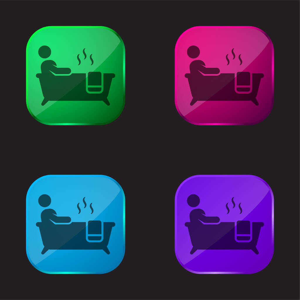 Koupel čtyři barvy skleněné tlačítko ikona - Vektor, obrázek