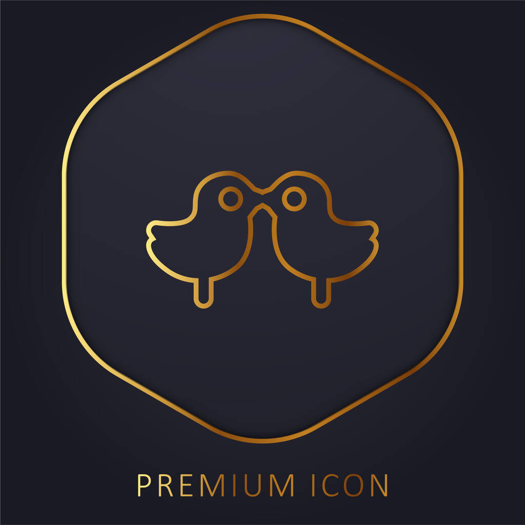Aves linha dourada logotipo premium ou ícone - Vetor, Imagem