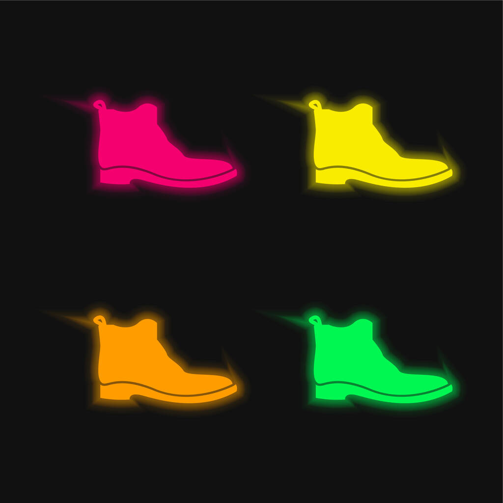 Boot four color glowing neon vector icon - Vector, Image