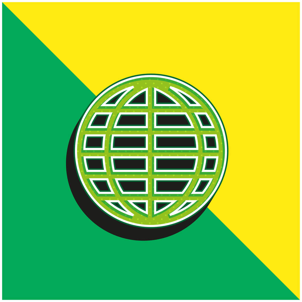 Iso Globe Grid Vihreä ja keltainen moderni 3d vektori kuvake logo - Vektori, kuva