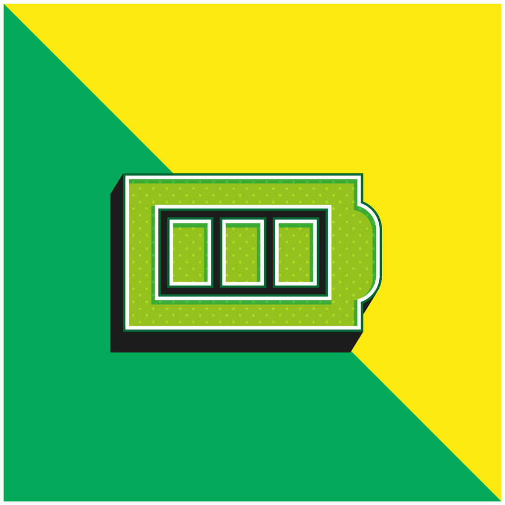 Batterij Groen en geel modern 3D vector pictogram logo - Vector, afbeelding