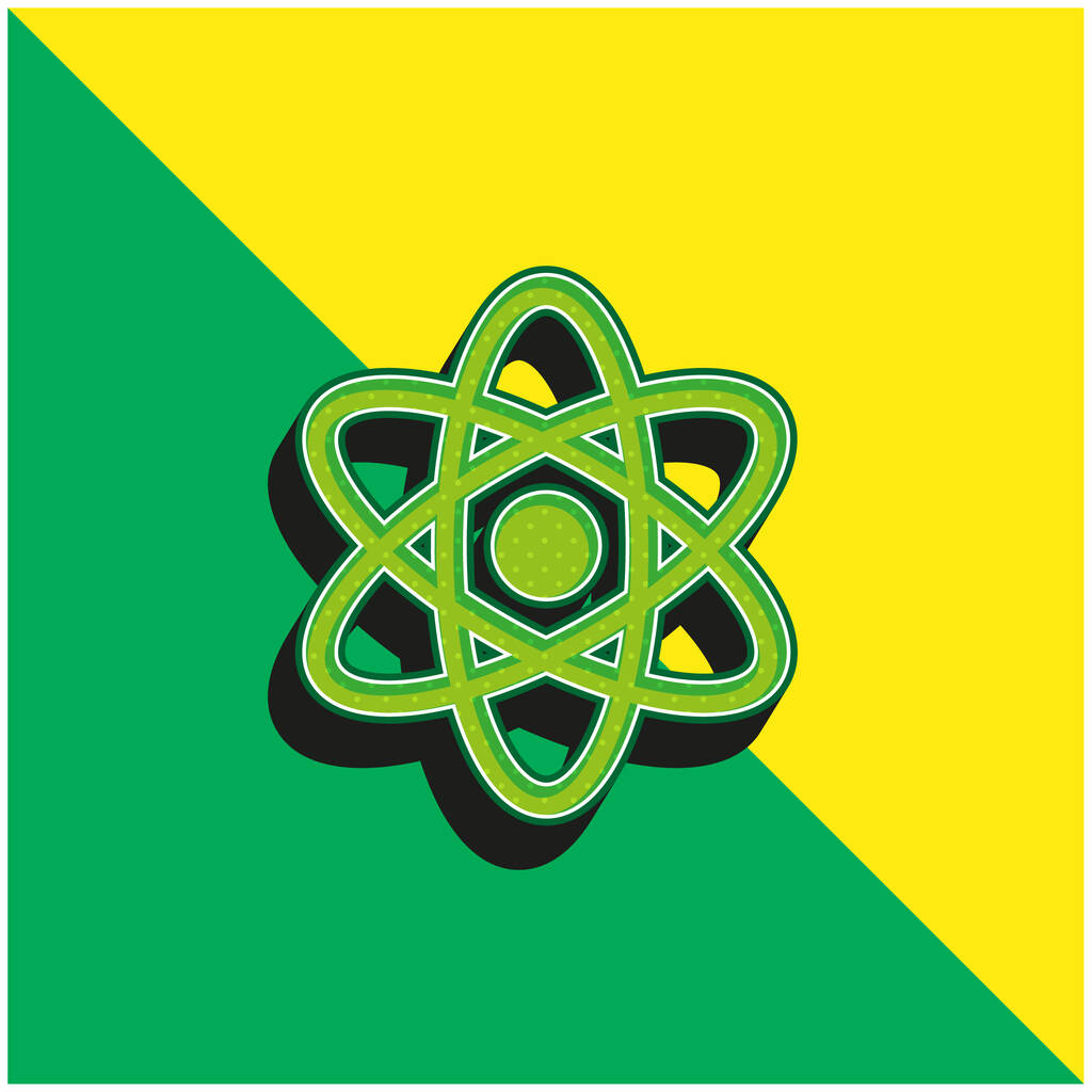 Atom Verde e amarelo moderno logotipo vetor 3d ícone - Vetor, Imagem