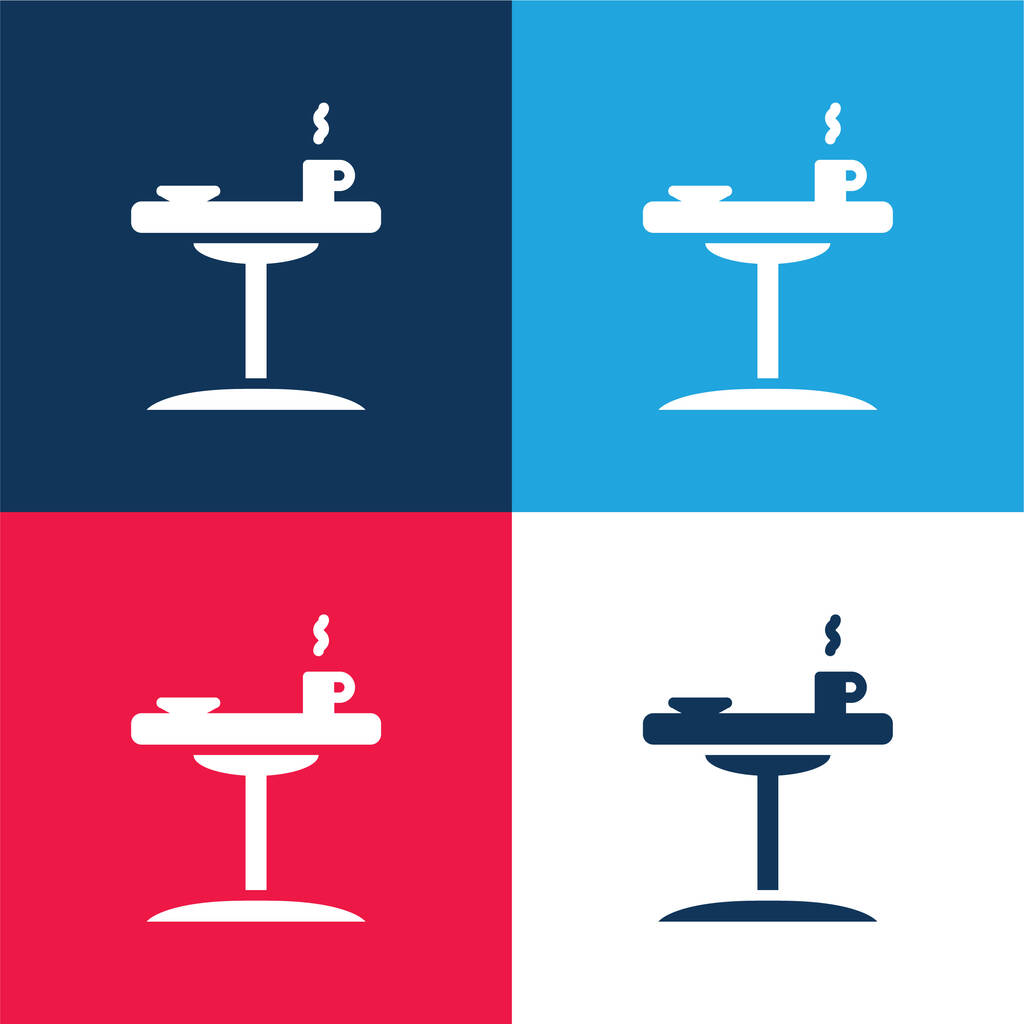 Nachttisch blau und rot vier Farben minimales Symbol-Set - Vektor, Bild