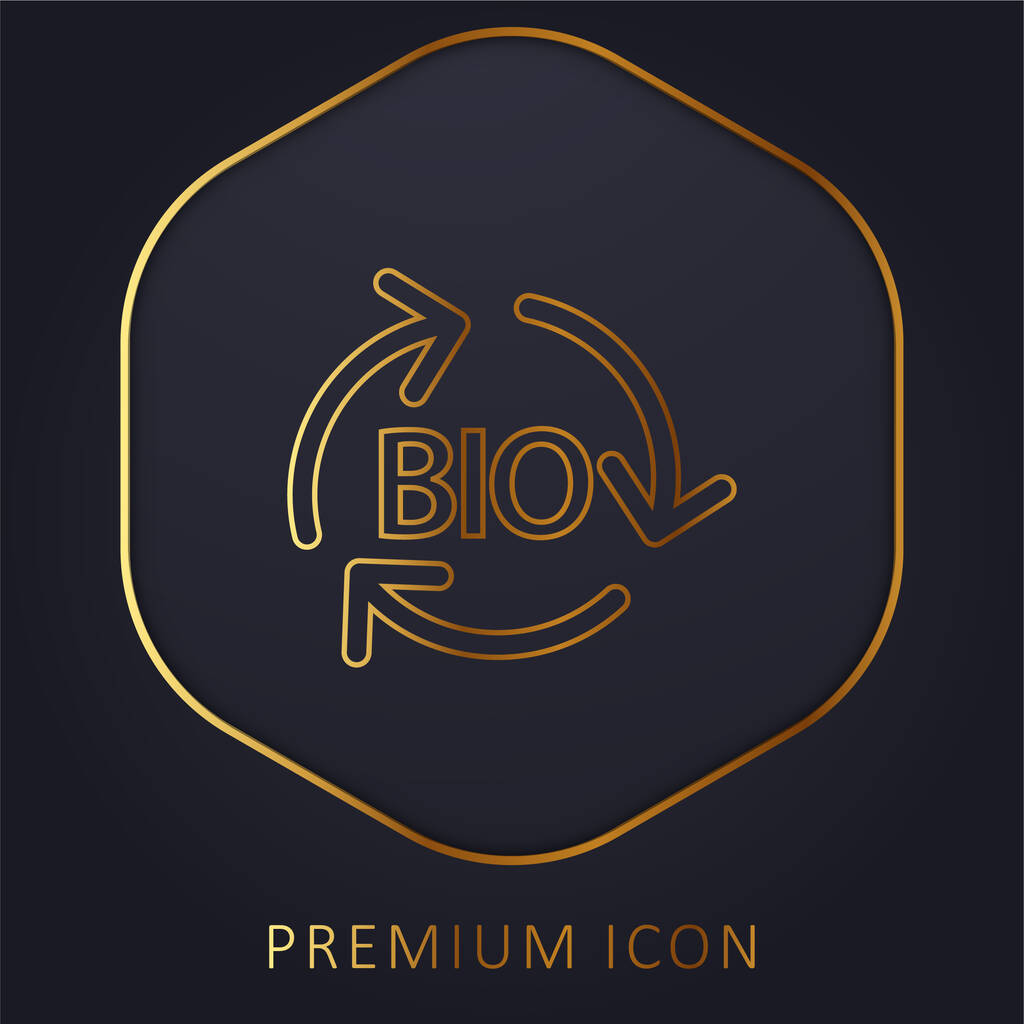 Bio Mass Renewable Energy logotipo premium de línea dorada o icono - Vector, imagen