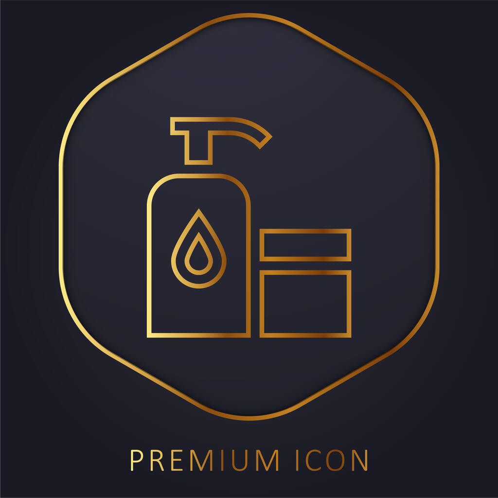 Aceite de bebé línea dorada logotipo premium o icono - Vector, Imagen
