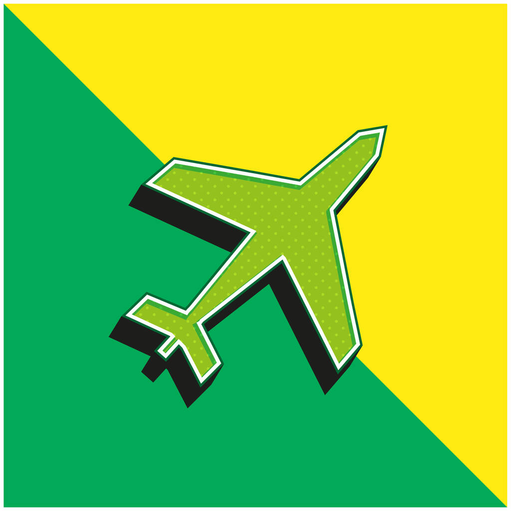 Αεροσκάφος Πράσινο και κίτρινο σύγχρονο 3d διάνυσμα εικονίδιο λογότυπο - Διάνυσμα, εικόνα