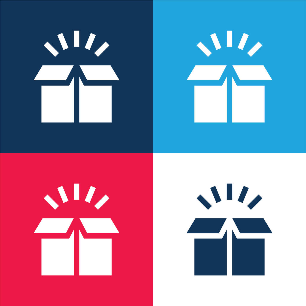 Krabice modrá a červená čtyři barvy minimální ikona nastavena - Vektor, obrázek