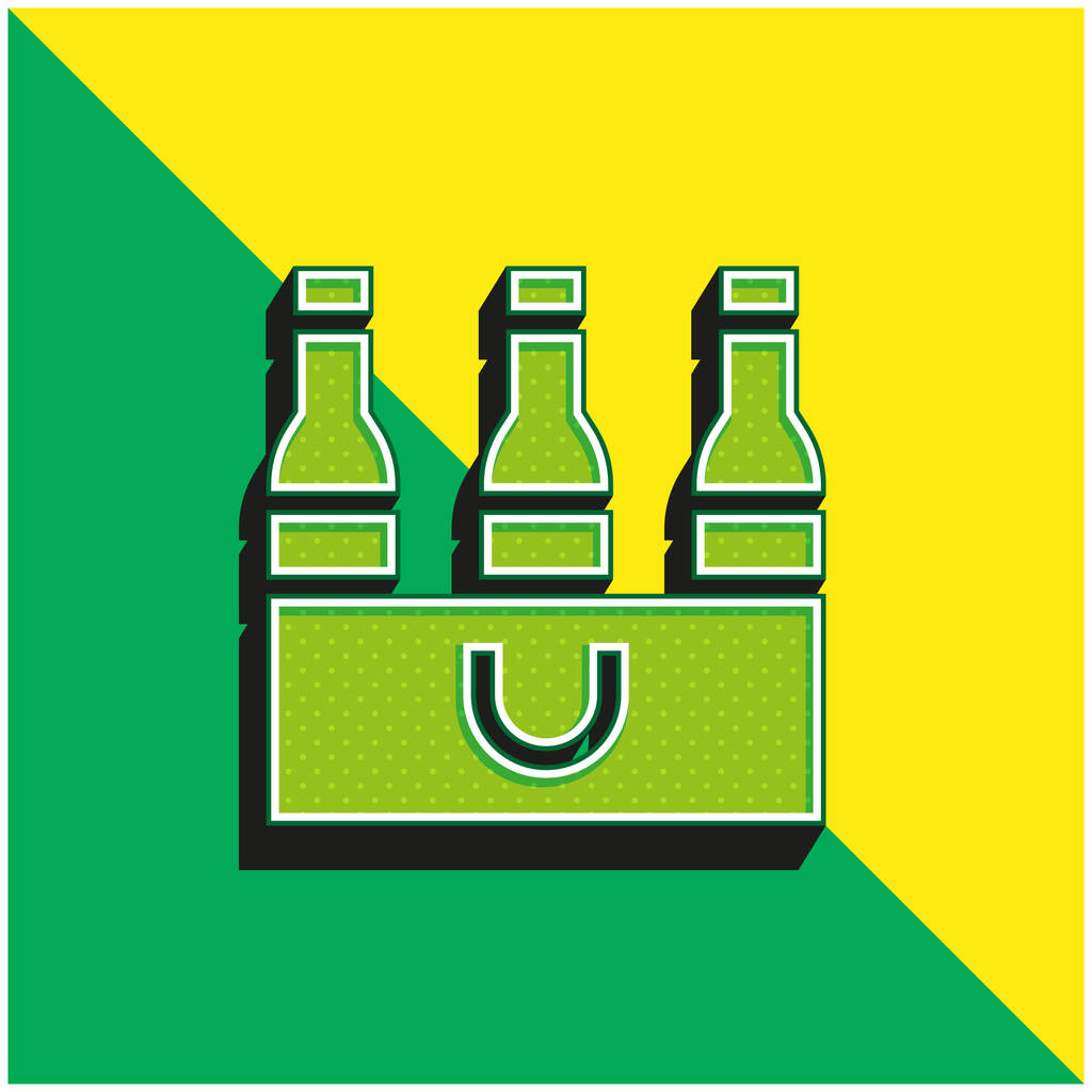 ビール緑と黄色のモダンな3Dベクトルアイコンのロゴ - ベクター画像
