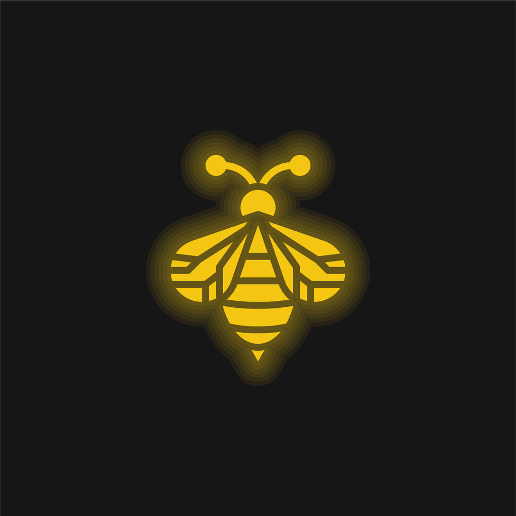 Μέλισσα κίτρινο λαμπερό νέον εικονίδιο - Διάνυσμα, εικόνα