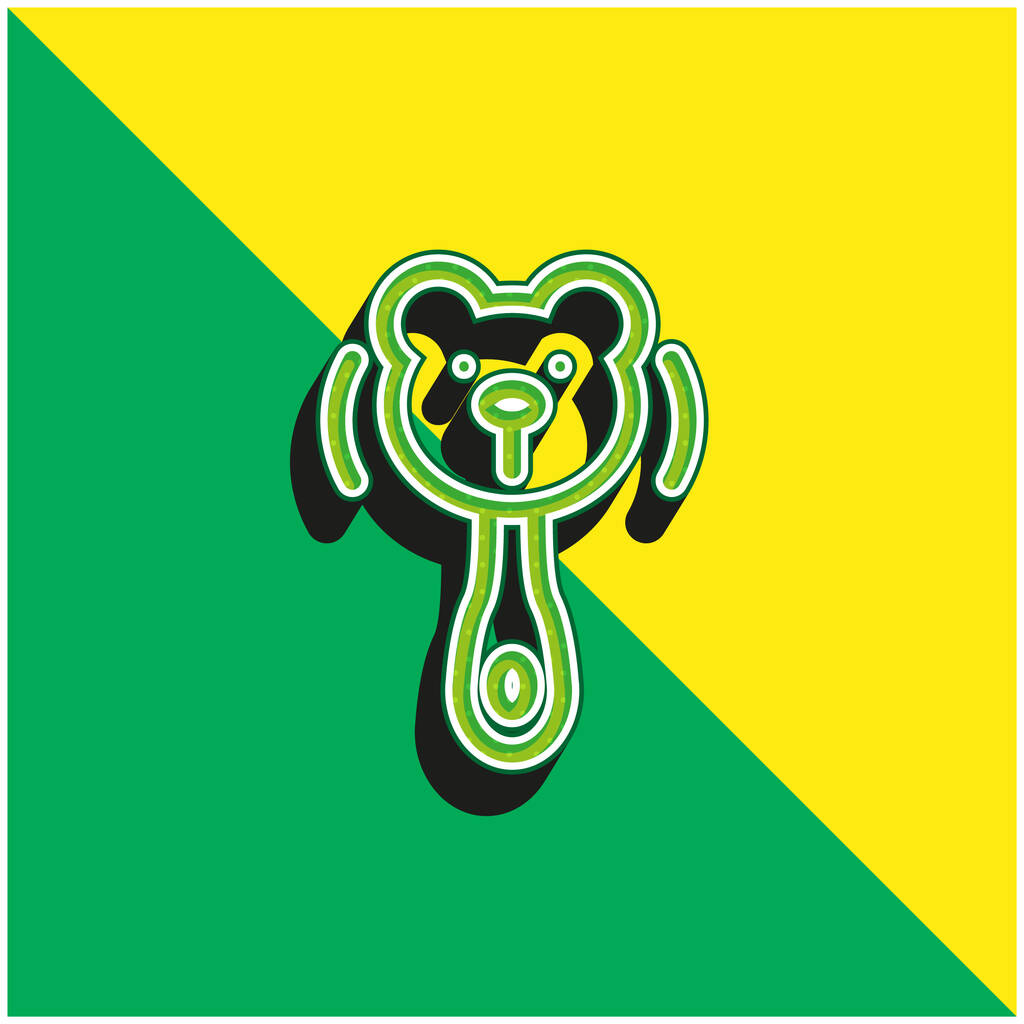 Bear Rattle Περίγραμμα Πράσινο και κίτρινο σύγχρονο 3d εικονίδιο διάνυσμα λογότυπο - Διάνυσμα, εικόνα