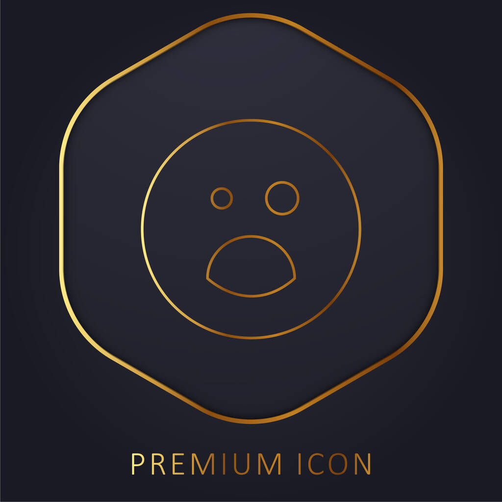 Olho preto e boca aberta Emoticon Square Face linha dourada logotipo premium ou ícone - Vetor, Imagem