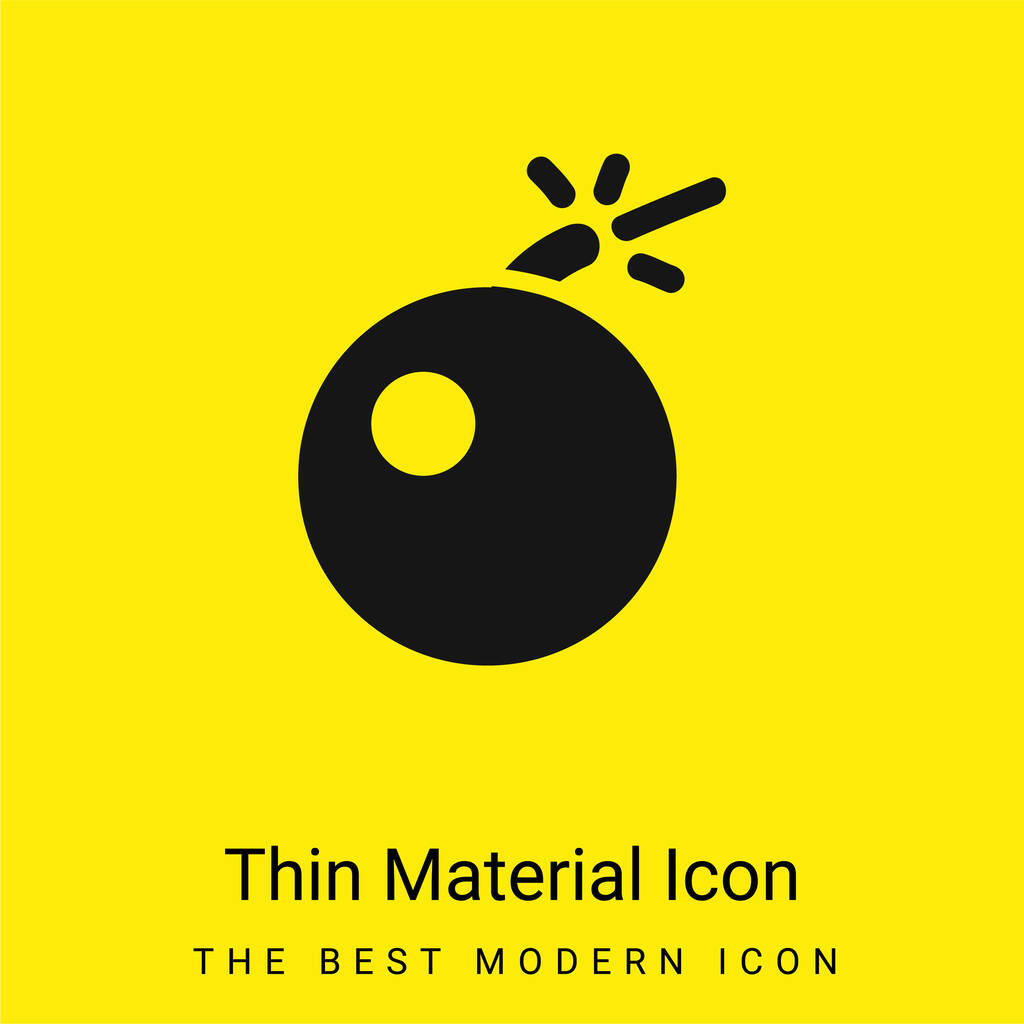 Bomba de advertencia mínimo icono de material amarillo brillante - Vector, Imagen