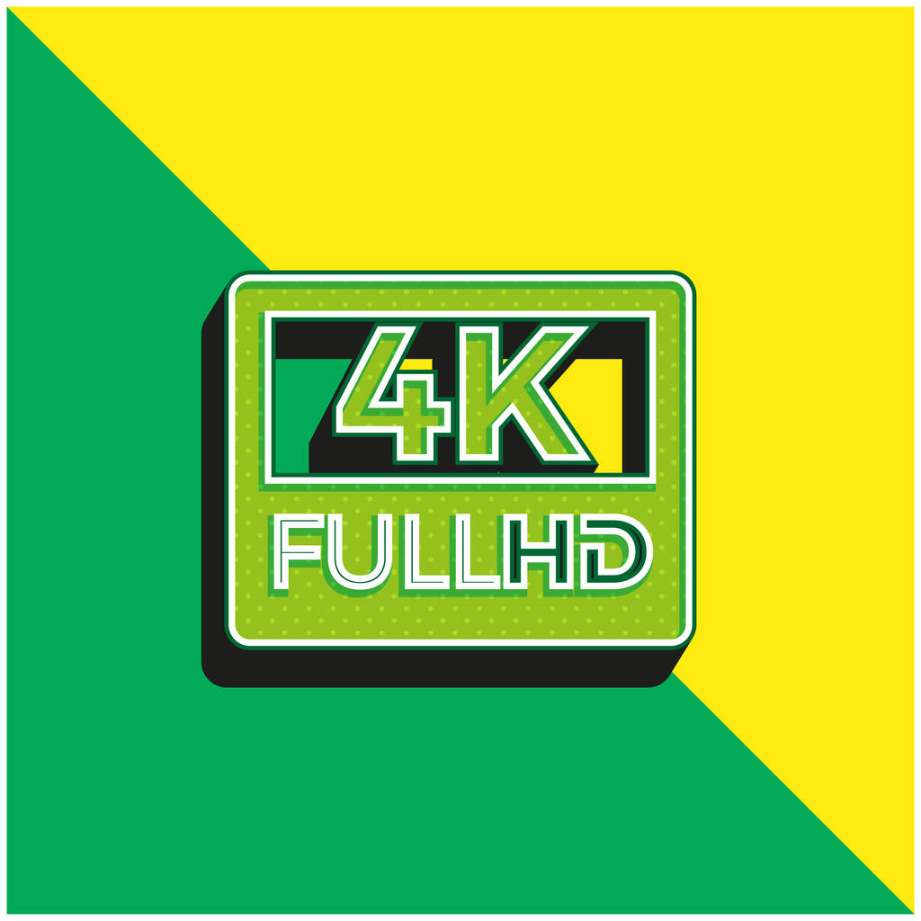 4K FullHD Groen en geel modern 3D vector pictogram logo - Vector, afbeelding