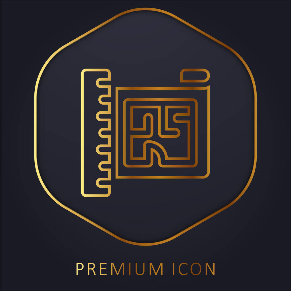 Blueprint ligne d'or logo premium ou icône - Vecteur, image