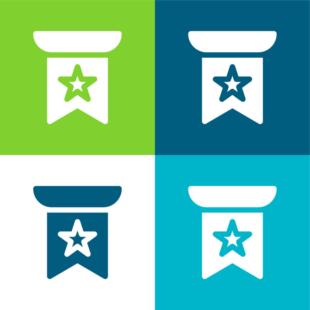 Banner Conjunto de ícones mínimos de quatro cores plano - Vetor, Imagem