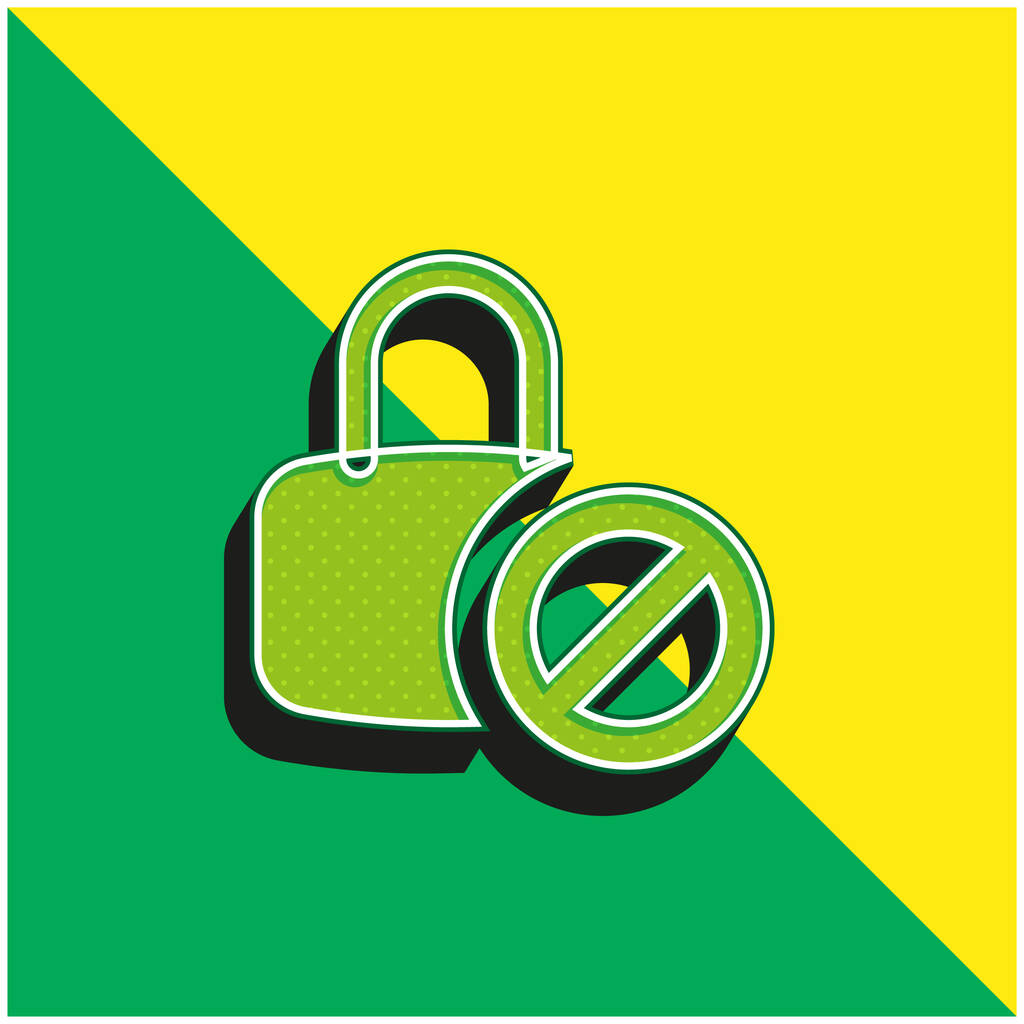Logo dell'icona vettoriale 3D moderna verde e gialla bloccata - Vettoriali, immagini