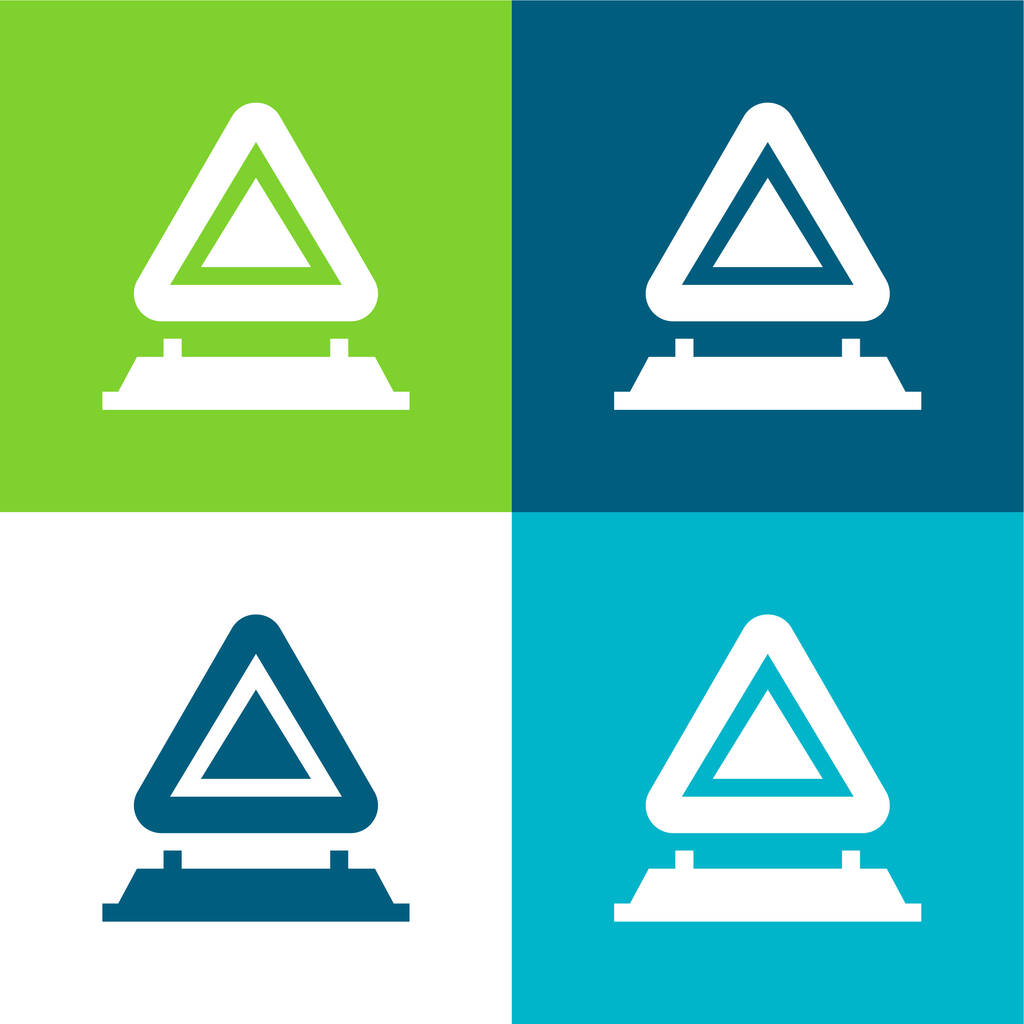 Attenzione Set di icone minime a quattro colori piatti - Vettoriali, immagini