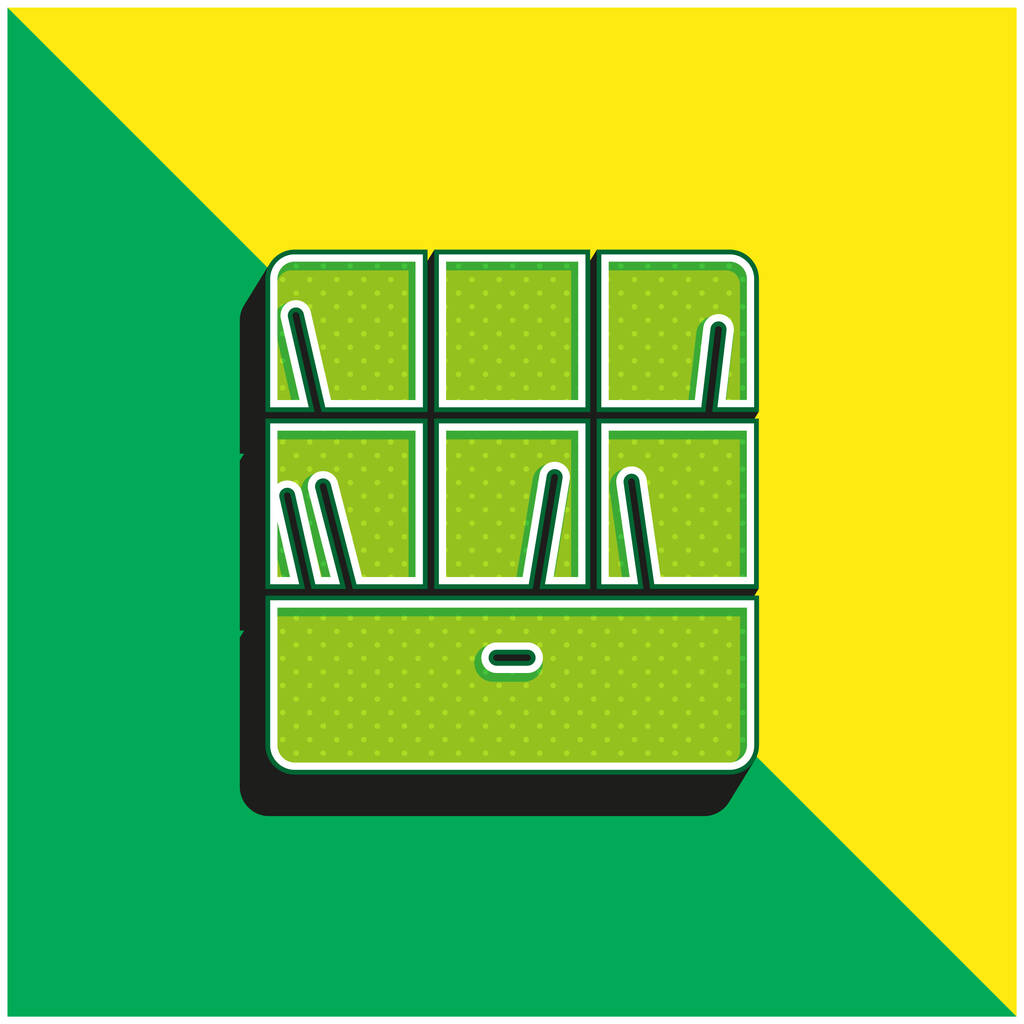 Bookshelve Green and yellow modern 3d vector icon logo - Vector, Image