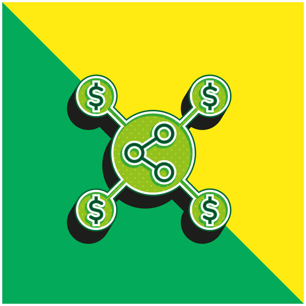Affiliate Marketing Zielone i żółte nowoczesne logo wektora 3D - Wektor, obraz