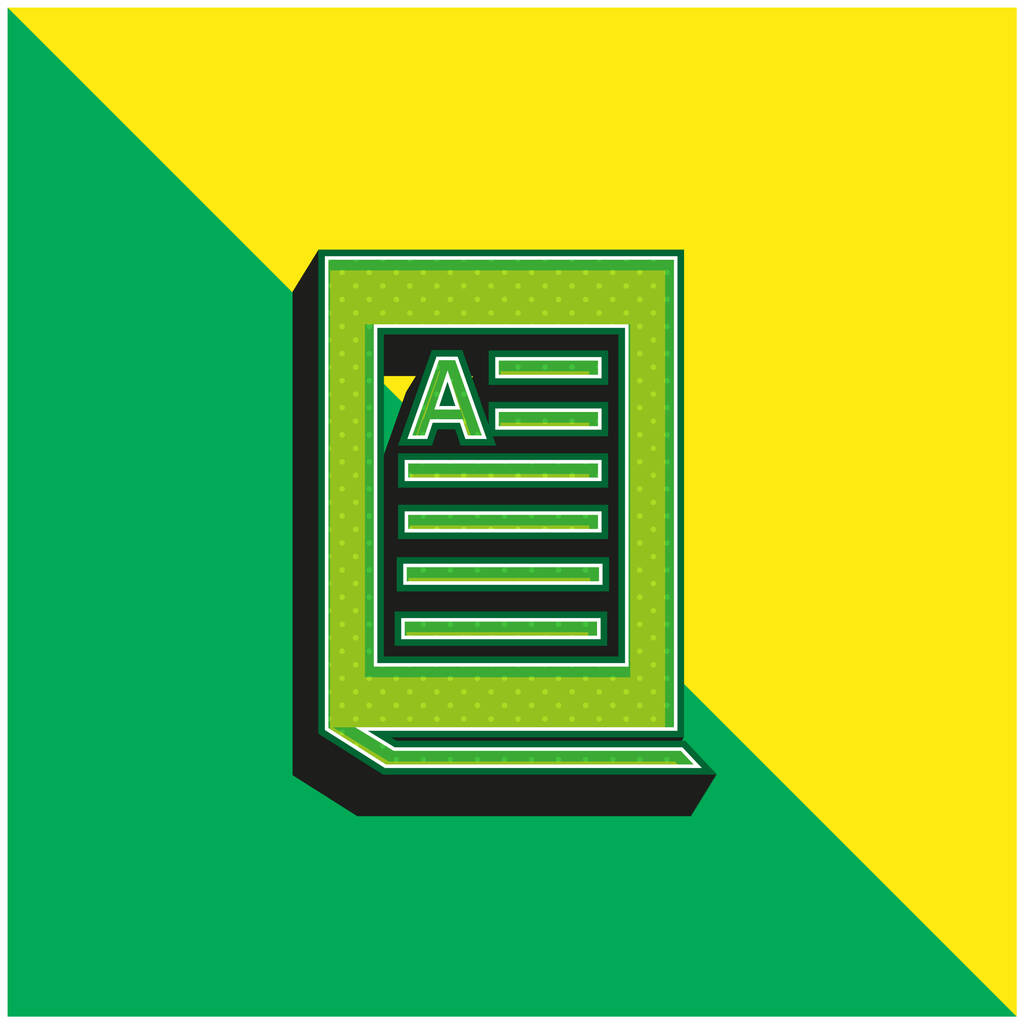 ブックグリーンとイエローのモダンな3Dベクトルアイコンのロゴ - ベクター画像