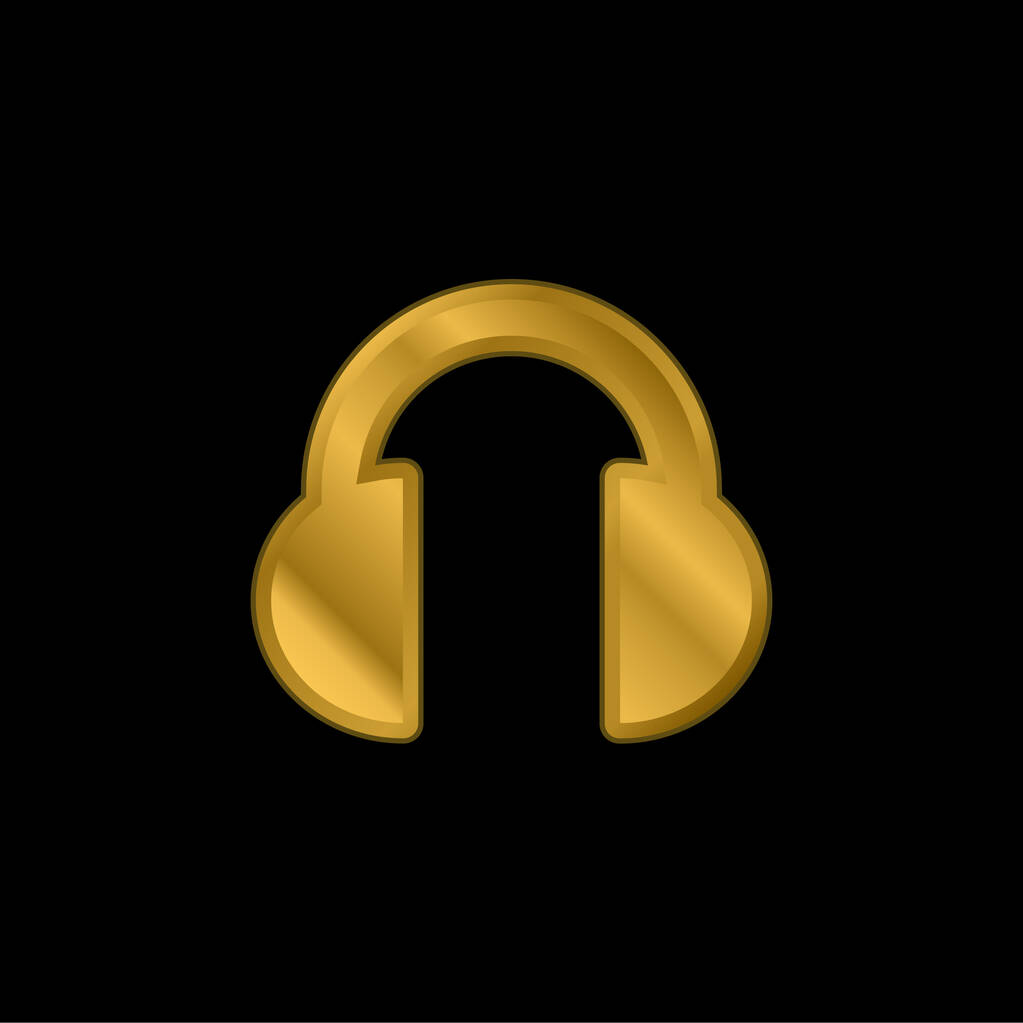 Auriculares negros chapado en oro icono metálico o logotipo vector - Vector, imagen