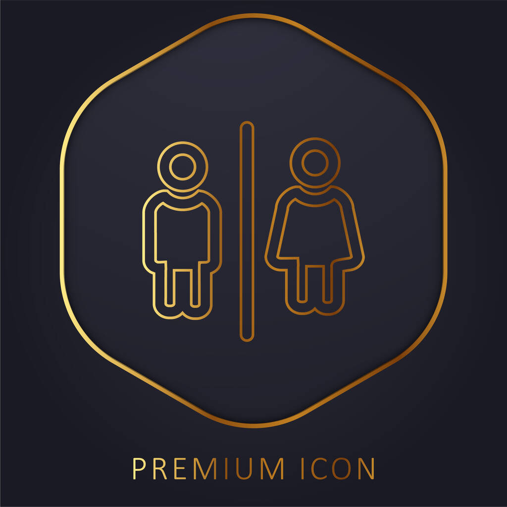 Salle de bain pour les hommes et les femmes contours signe ligne d'or logo premium ou icône - Vecteur, image