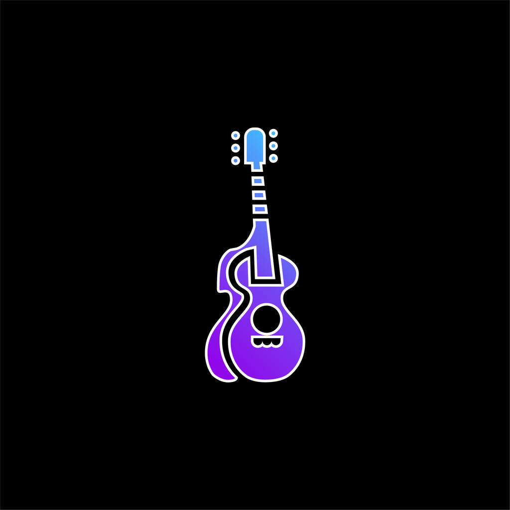 Acoustic Guitar With Silhouette blue gradient vector icon - Vector, Image