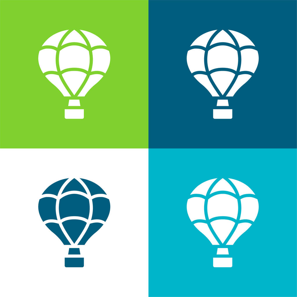 Air Balloon Επίπεδη τέσσερις χρώμα ελάχιστο σύνολο εικονιδίων - Διάνυσμα, εικόνα