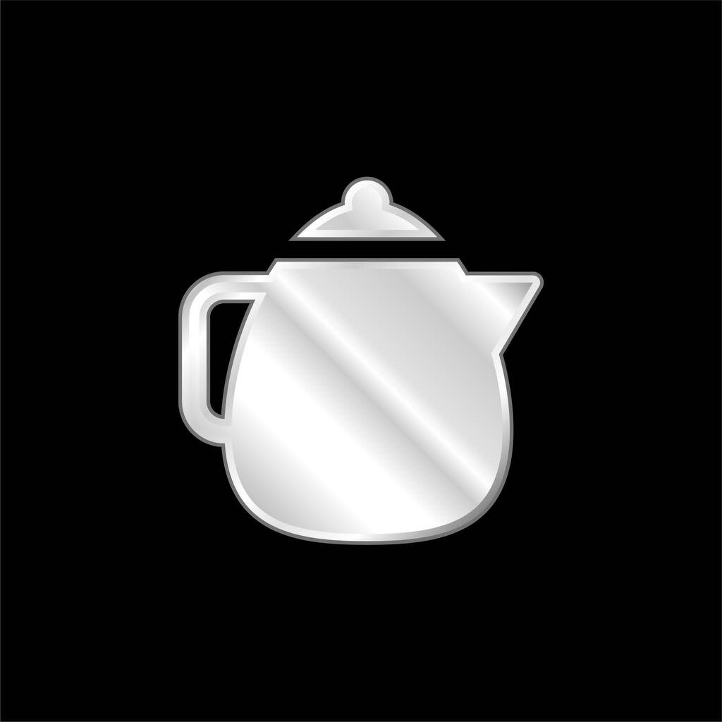 Серебристый металлический значок чайника - Вектор,изображение