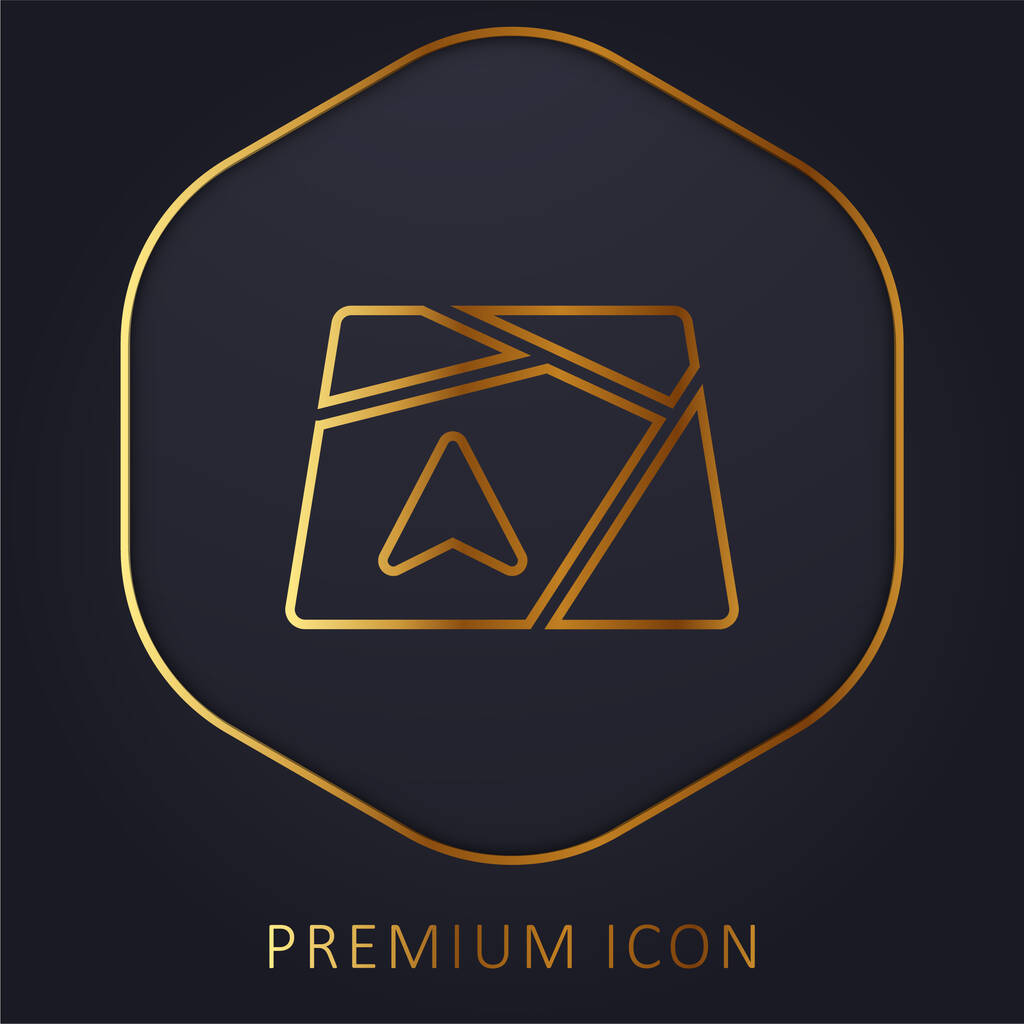Freccia sulla mappa linea dorata logo premium o icona - Vettoriali, immagini