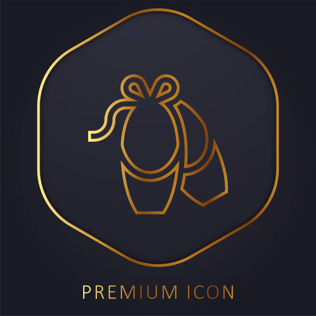 Bailarina de línea dorada logotipo premium o icono - Vector, imagen