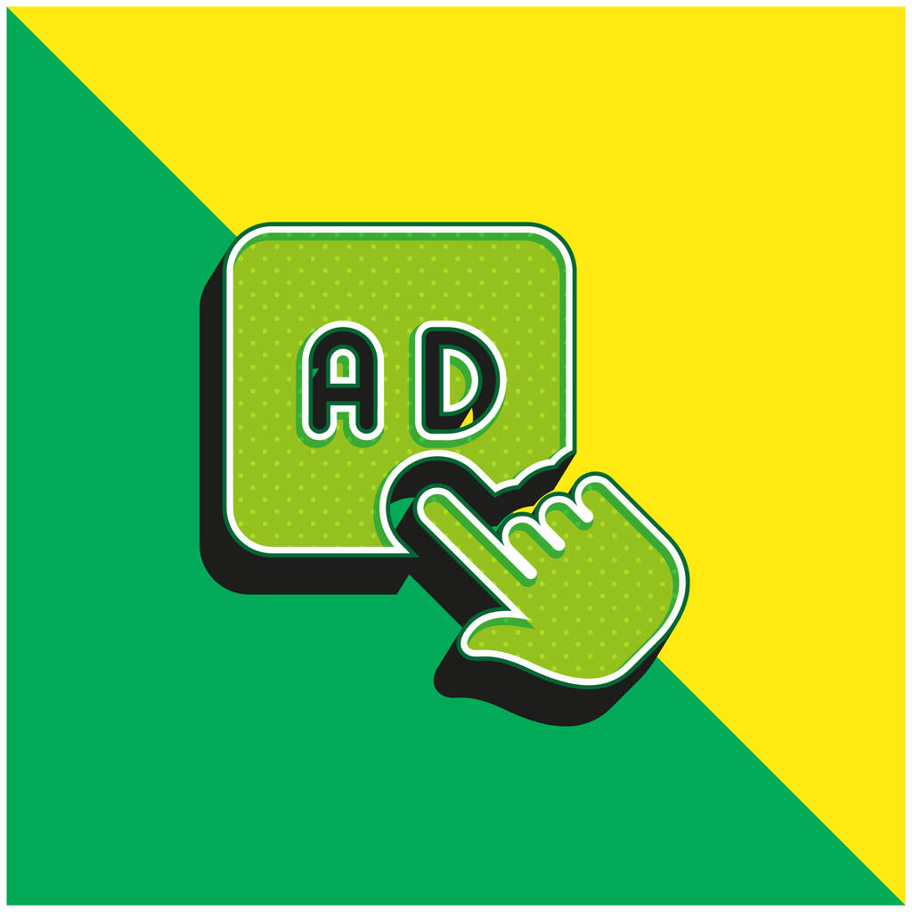 Anuncios verde y amarillo moderno 3d vector icono logo - Vector, imagen