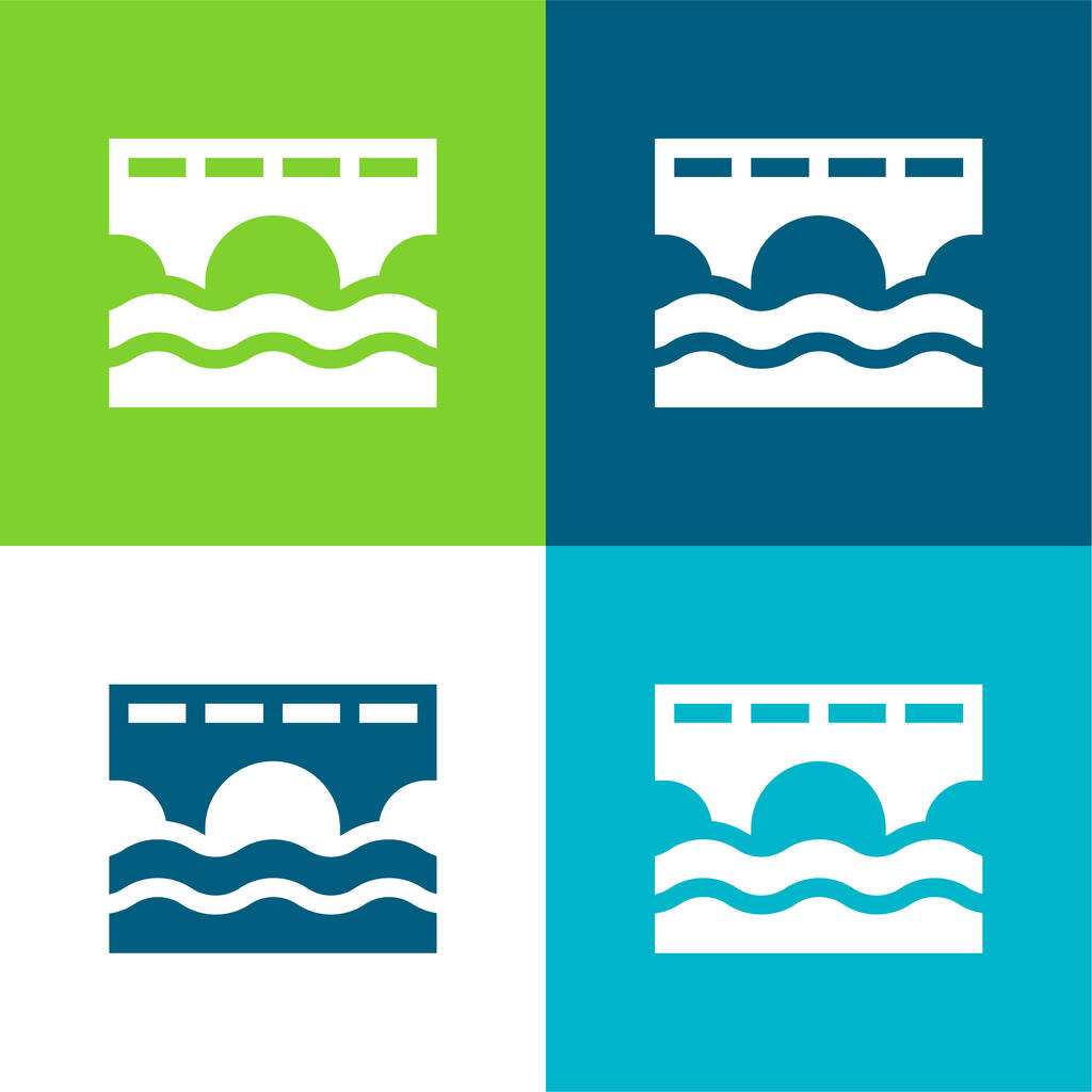 Bridge Flat vier kleuren minimale pictogram set - Vector, afbeelding
