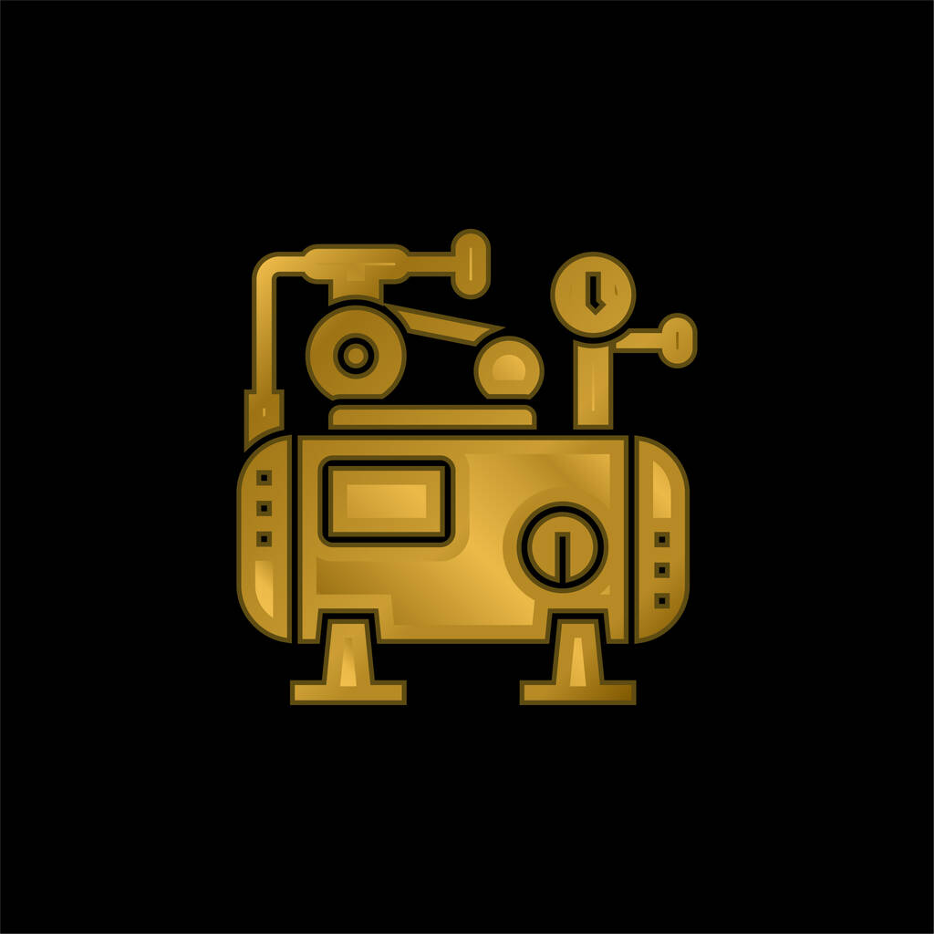 Compressor de ar banhado a ouro ícone metálico ou vetor logotipo - Vetor, Imagem