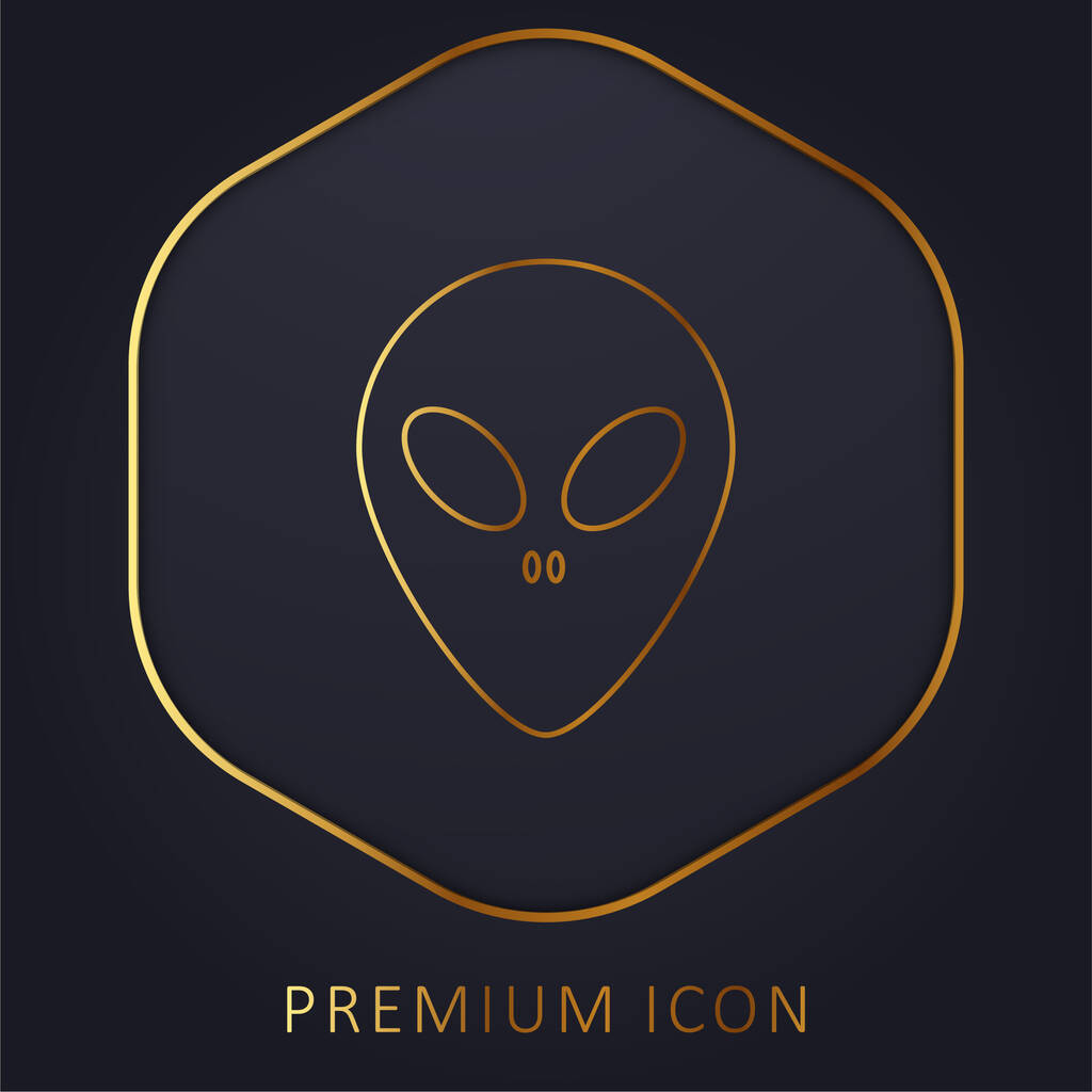 Logotipo o icono premium de línea dorada Alien Face - Vector, Imagen